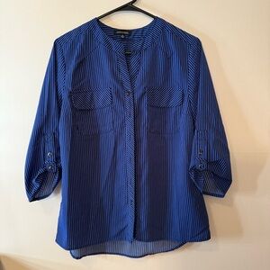 Notations Black Mandarin Collar Puff Sleeve Blouse